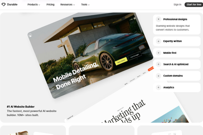 Durable AI Website Builders